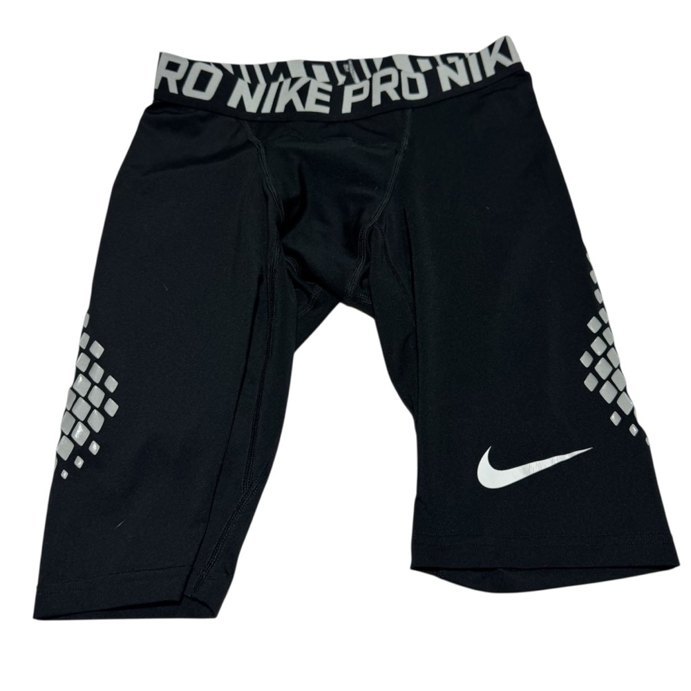 Nike Pro Black Patterned Compression Biker Shorts - image 1